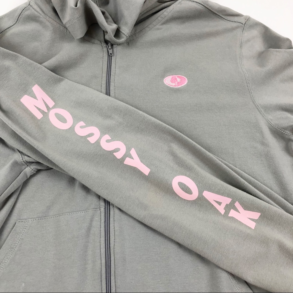 Mossy Oak Full Zip Hoodie Jacket Gray Pink Medium